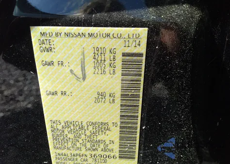 2015 Nissan Altima 2.5 S из США, поврежденный, VIN 1N4AL3AP6FN369066